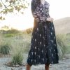 Women * | Ananda'S Collection | Black Floral Embroidered Lace Maxi Peasant Dress Women