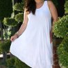 Women * | Ananda'S Collection | White Semisheer Flower Embroidered Shift Dress Women & Plus