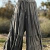 Women * | Ananda'S Collection | Black & Gray Tiered Tie-Waist Palazzo Pants Women