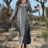 Women * | Ananda'S Collection | Gray Embroidered Back-Tie Long-Sleeve Maxi Dress Women