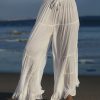 Women * | Ananda'S Collection | White Sheer Tiered Tie-Waist Palazzo Pants Women