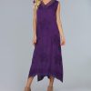 Women * | Ananda'S Collection | Purple Embroidered V-Neck Maxi Dress Women