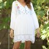 Women * | Ananda'S Collection | White Floral Embroidered Lace-Hem A-Line Dress Women