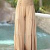 Women * | Ananda'S Collection | Brown Button-Accent Wide-Leg Palazzo Pants Women