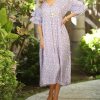 Women * | Ananda'S Collection | Purple Floral Ruffle-Sleeve Midi Dress Women