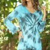 Women * | Ananda'S Collection | Turquoise & Black Tie-Dye Pom-Pom Hem Tunic Women