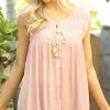 Women * | Ananda'S Collection | Light Pink Button-Up Sleeveless Tunic Women