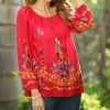 Women * | Ananda'S Collection | Wine Embroidered Tassel-Accent Tunic Women