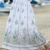 Women * | Ananda'S Collection | White & Green Floral Drawstring Maxi Skirt Women