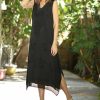 Women * | Ananda'S Collection | Black Embroidered Lace-Trim Sleeveless V-Neck Shift Dress Women