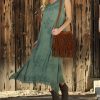 Women * | Ananda'S Collection | Green Damask Maxi Dress Women